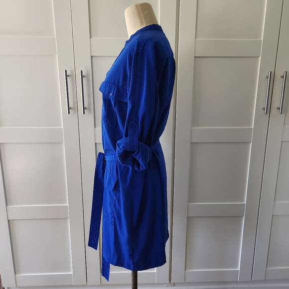 Express Size Large Royal Blue Portifino button up dress tie waist - Picture 3 of 8